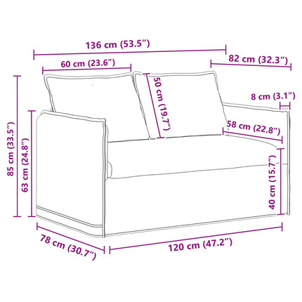 Sofa Sæt 2 pcs Sort 136 x 82 x 85 cm Stof