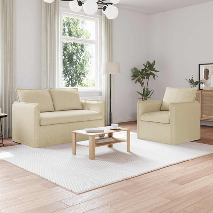Sofa Sæt 2 pcs Cremefarvet 136 x 82 x 85 cm Stof