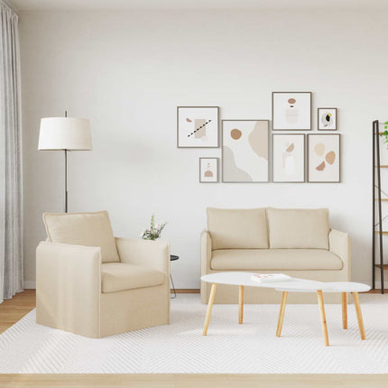 Sofa Sæt 2 pcs Cremefarvet 136 x 82 x 85 cm Stof