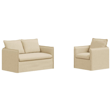 Sofa Sæt 2 pcs Cremefarvet 136 x 82 x 85 cm Stof