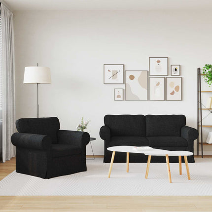 Sofa Sæt 2 pcs Sort 175 x 82 x 80 cm Stof