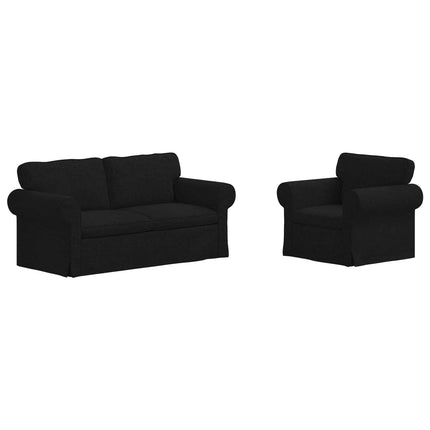 Sofa Sæt 2 pcs Sort 175 x 82 x 80 cm Stof