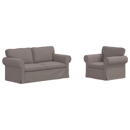 Sofa Sæt 2 pcs Gråbrun 175 x 82 x 80 cm Stof