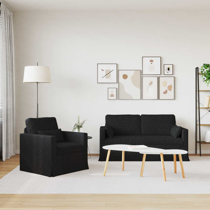 Sofa Sæt 2 pcs Sort 158 x 78 x 80 cm Stof