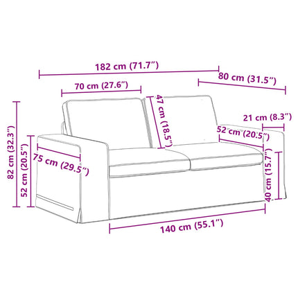 Sofa Sæt 2 pcs Gråbrun 182 x 80 x 82 cm Stof