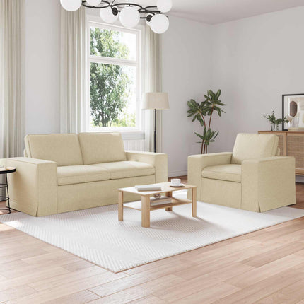 Sofa Sæt 2 pcs Creme 182 x 80 x 82 cm Stof