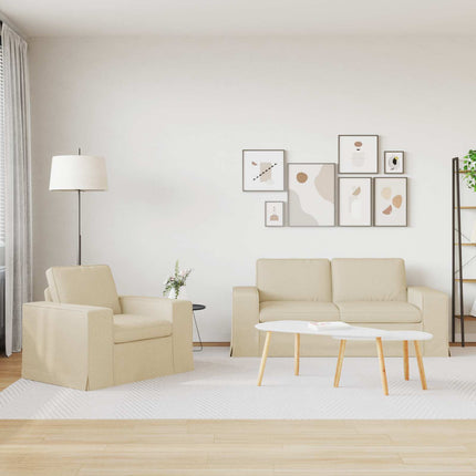 Sofa Sæt 2 pcs Creme 182 x 80 x 82 cm Stof