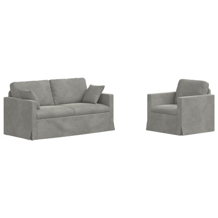 Sofa Sæt 2 pcs Lysegrå 158 x 78 x 80 cm Fløjl