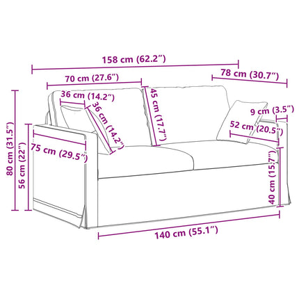 Sofa Sæt 2 pcs Lysegrå 158 x 78 x 80 cm Fløjl