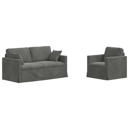 Sofa Sæt 2 pcs Mørkegrå 158 x 78 x 80 cm Fløjl