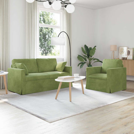 Sofa Sæt 2 pcs Lys grøn 158 x 78 x 80 cm Fløjl