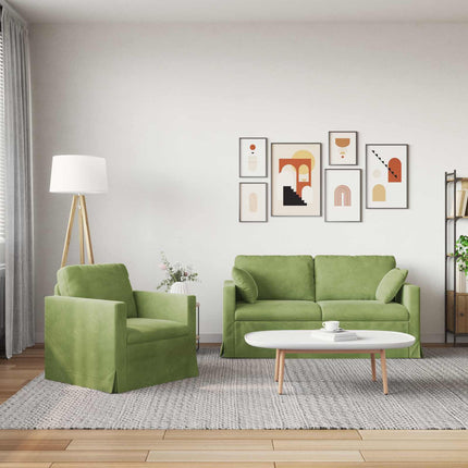 Sofa Sæt 2 pcs Lys grøn 158 x 78 x 80 cm Fløjl