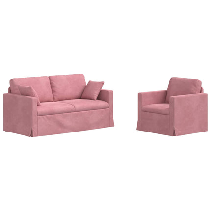 Sofa Sæt 2 pcs Lyserød 158 x 78 x 80 cm Fløjl