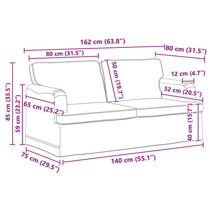 Sofa Sæt 2 pcs Gråbrun 162 x 80 x 85 cm Stof