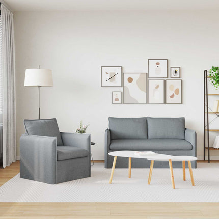 Sofa Sæt 2 pcs Lysegrå 156 x 82 x 85 cm Stof