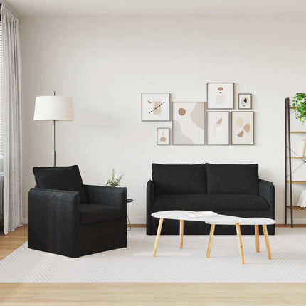 Sofa Sæt 2 pcs Sort 156 x 82 x 85 cm Stof
