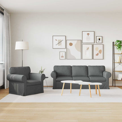 Sofa Sæt 2 pcs Mørkegrå 215 x 82 x 80 cm Stof
