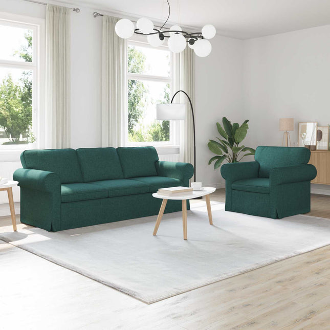 Sofa Sæt 2 stk. Mørkegrøn Stof