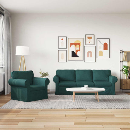 Sofa Sæt 2 pcs Mørkegrøn 215 x 82 x 80 cm Stof