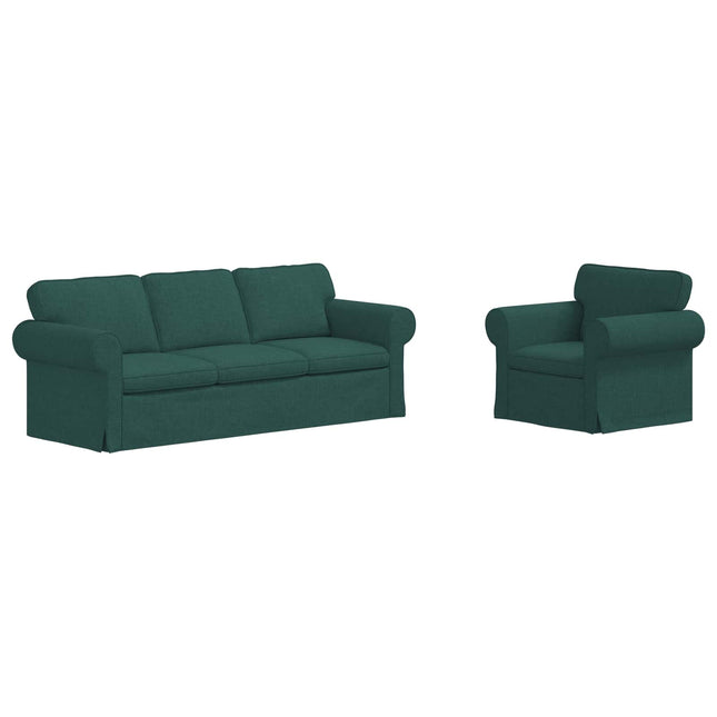 Sofa Sæt 2 stk. Mørkegrøn Stof