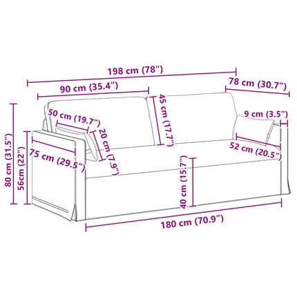 Sofa Sæt 2 pcs Lysegrå 198 x 78 x 80 cm Stof