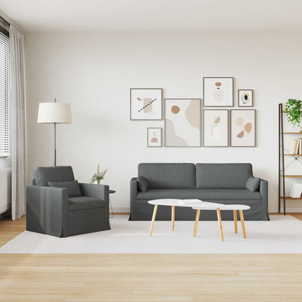 Sofa Sæt 2 pcs Mørkegrå 198 x 78 x 80 cm Stof
