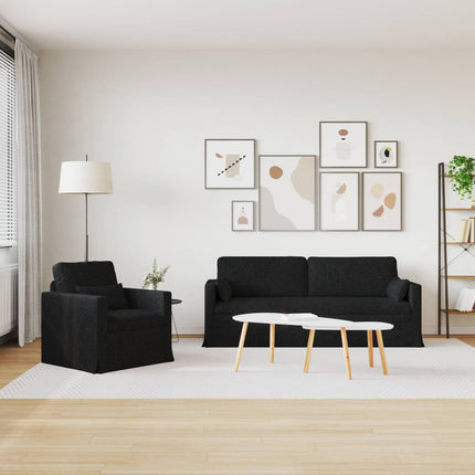 Sofa Sæt 2 pcs Sort 198 x 78 x 80 cm Stof