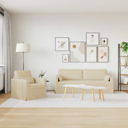 Sofa Sæt 2 pcs Creme 198 x 78 x 80 cm Stof