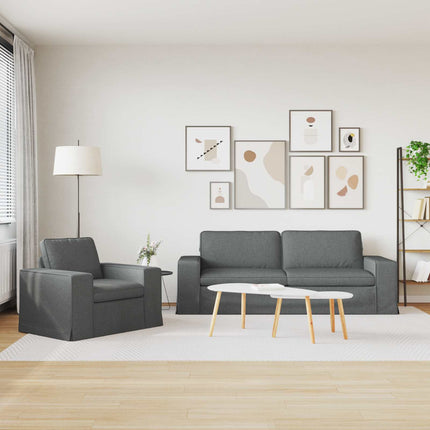 Sofa Sæt 2 pcs Mørkegrå 222 x 80 x 82 cm Stof