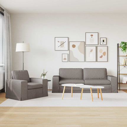 Sofa Sæt 2 pcs Gråbrun 222 x 80 x 82 cm Stof