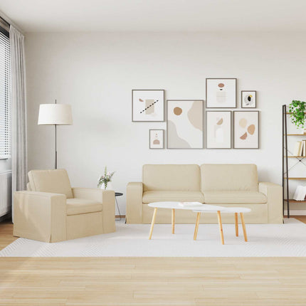 Sofa Sæt 2 pcs Creme 222 x 80 x 82 cm Stof