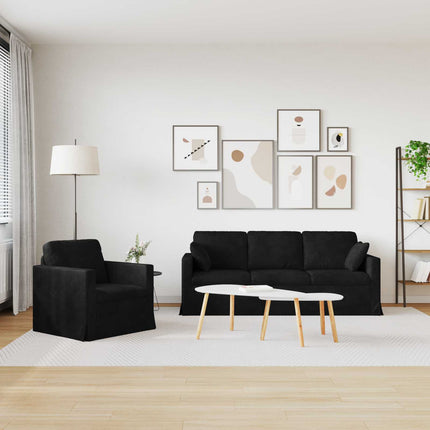 Sofa Sæt 2 pcs Sort 198 x 78 x 80 cm Fløjl