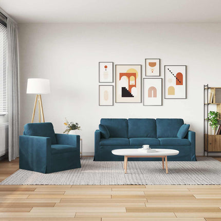 Sofa Sæt 2 pcs Blå 198 x 78 x 80 cm Fløjl