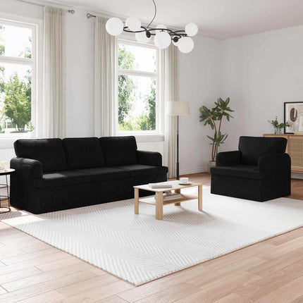 Sofa Sæt 2 pcs Sort 201 x 80 x 85 cm Stof