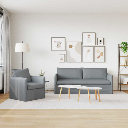 Sofa Sæt 2 pcs Lysegrå 196 x 82 x 85 cm Stof