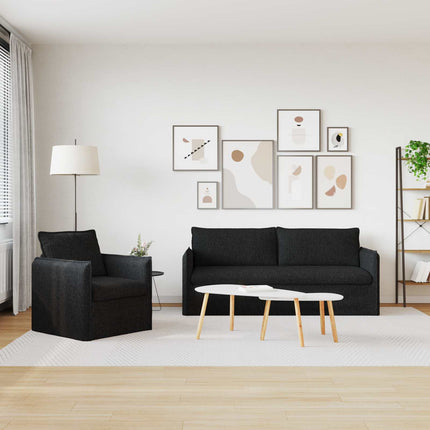 Sofa Sæt 2 pcs Sort 196 x 82 x 85 cm Stof
