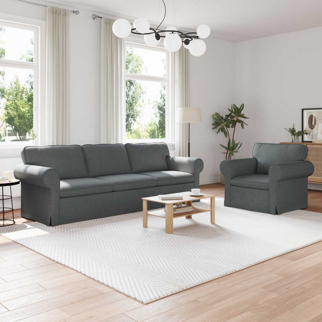 Sofa Sæt 2 stk. Mørkegrå Stof