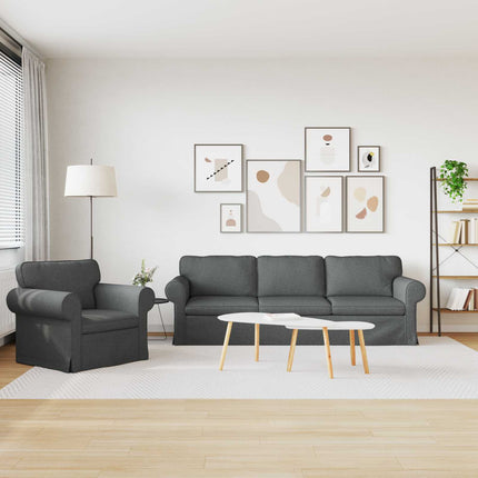 Sofa Sæt 2 stk. Mørkegrå Stof