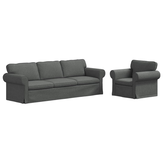 Sofa Sæt 2 stk. Mørkegrå Stof