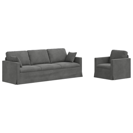 Sofa Sæt 2 pcs Mørkegrå 228 x 78 x 80 cm Fløjl