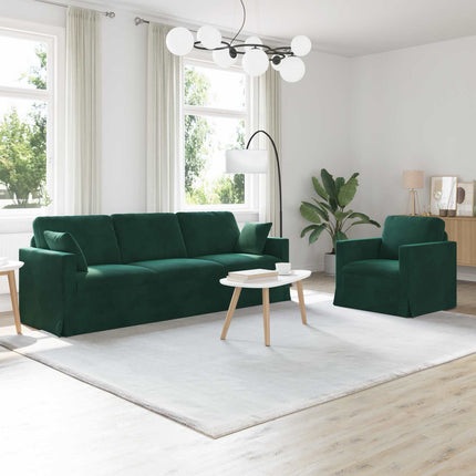 Sofa Sæt 2 pcs Mørkegrøn 228 x 78 x 80 cm Fløjl