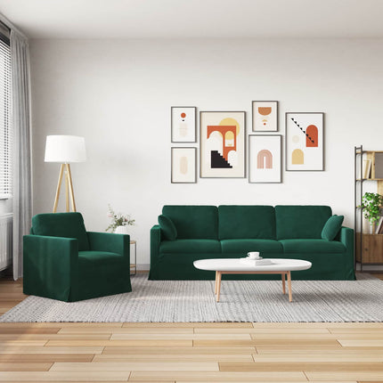 Sofa Sæt 2 pcs Mørkegrøn 228 x 78 x 80 cm Fløjl