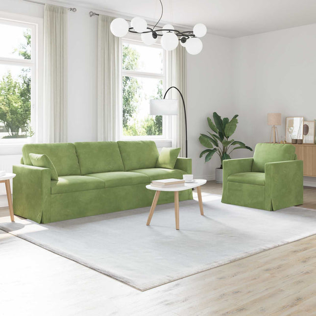 Sofa Sæt 2 stk. Lys grøn Fløjl