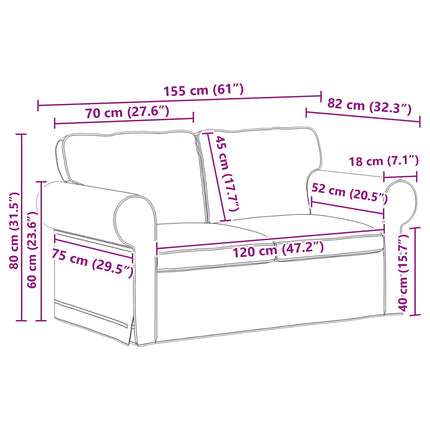 Sofa Gråbrun 155 x 82 x 80 cm Stof