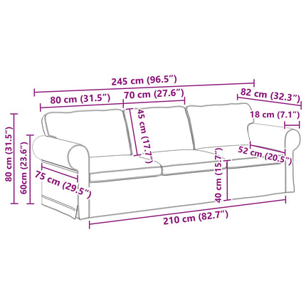 Sofa Blå 245 x 82 x 80 cm Stof