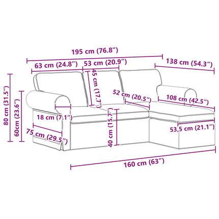 Sofa Creme 195 x 138 x 80 cm Stof