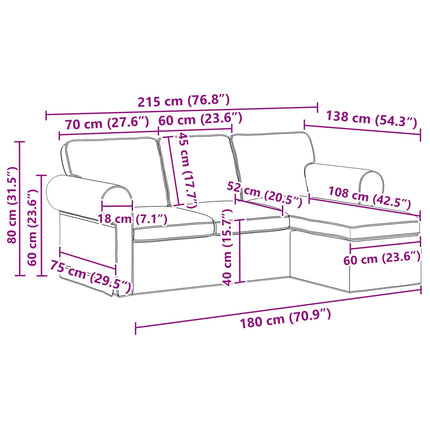 Sofa Mørkegrå 215 x 138 x 80 cm Stof