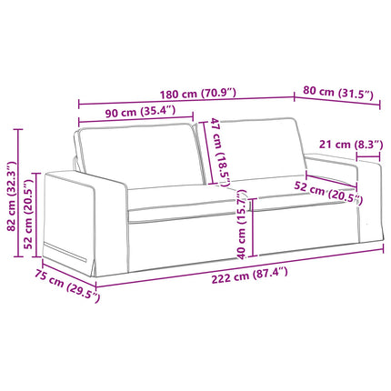 Sofa Creme 222 x 80 x 82 cm Stof