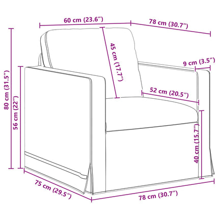 Sofa Mørkegrå 78 x 78 x 80 cm Fløjl