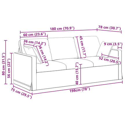 Sofa Sort 198 x 78 x 80 cm Fløjl